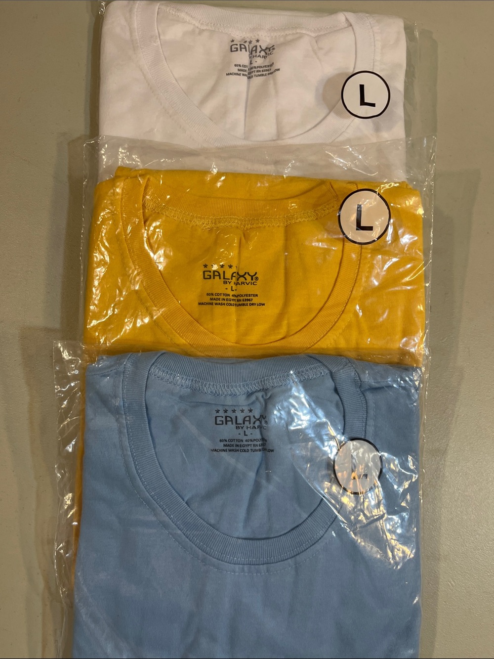 Galaxy By Harvic Men’s Short Sleeve Crewneck Tees - White, Yellow, Light Blue